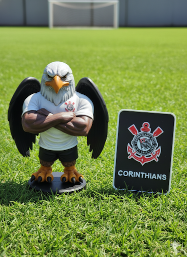 Mosqueteiro Corinthiano — Kit Personalizado — Mascote + placa no gramado