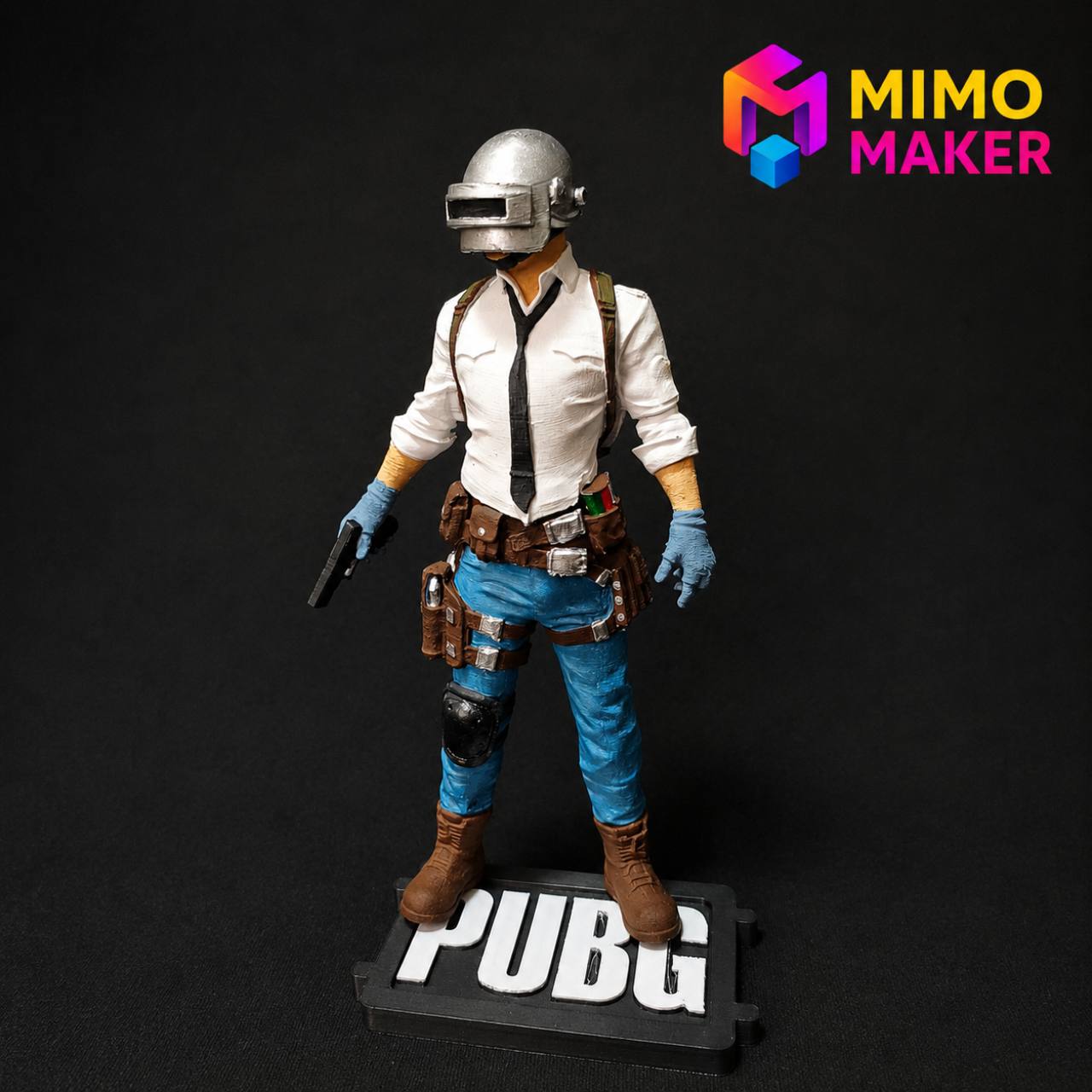 Action Figure PUBG — O Sobrevivente — Capa · estúdio com logo Mimo Maker