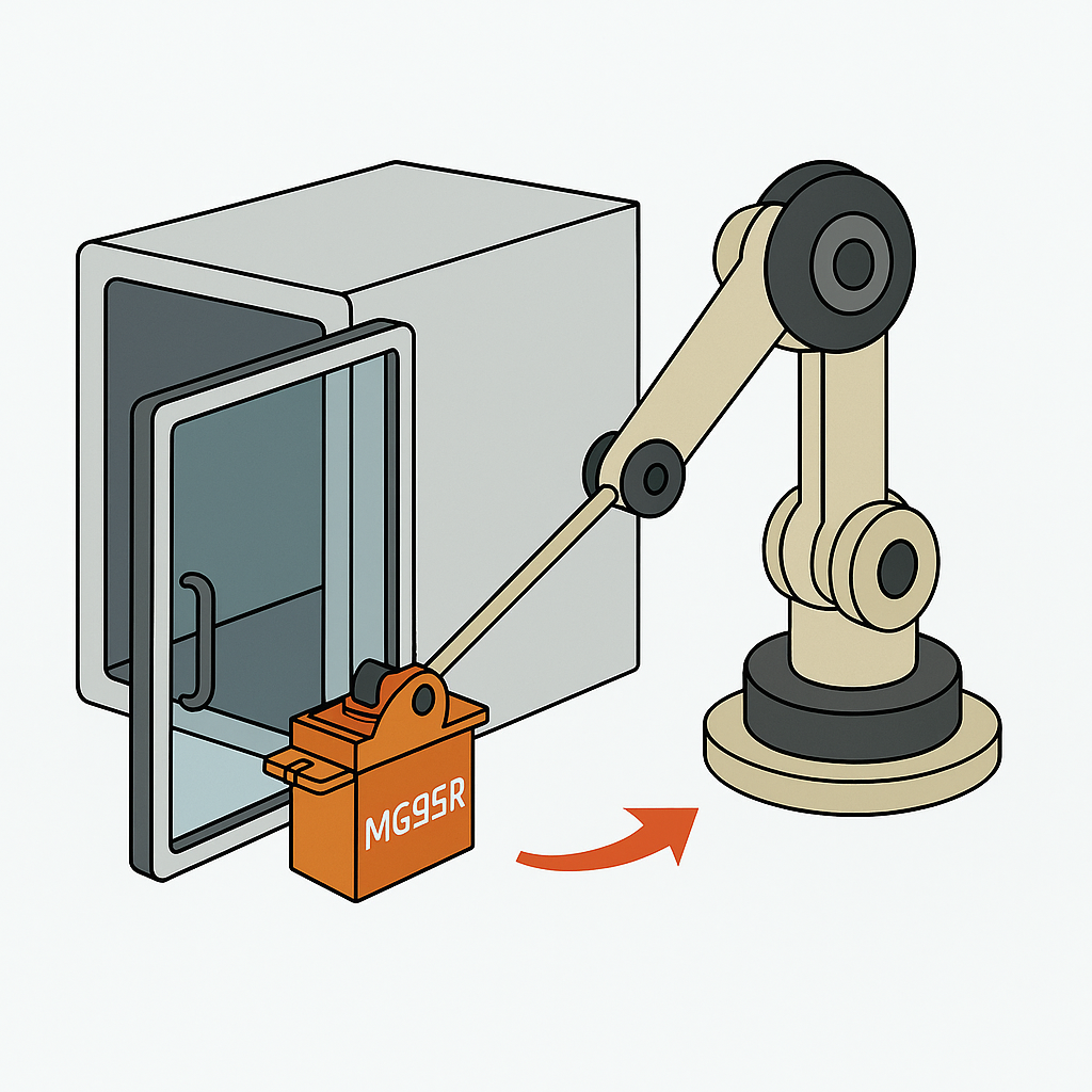 Servo MG90S — abertura de porta