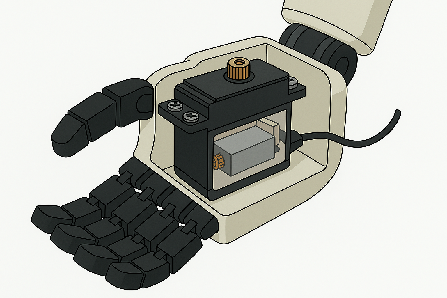 Mão robótica — servo interno