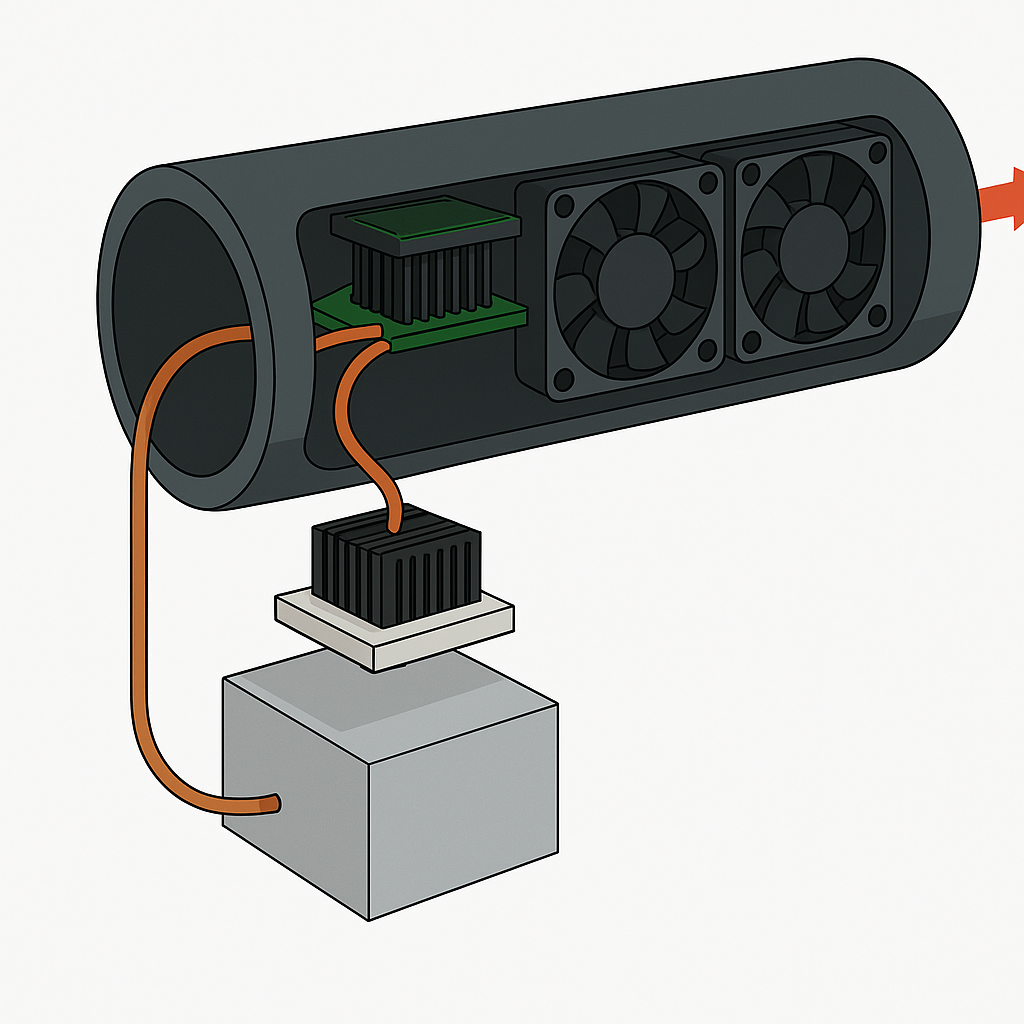 Duto de exaustão com dual-fan